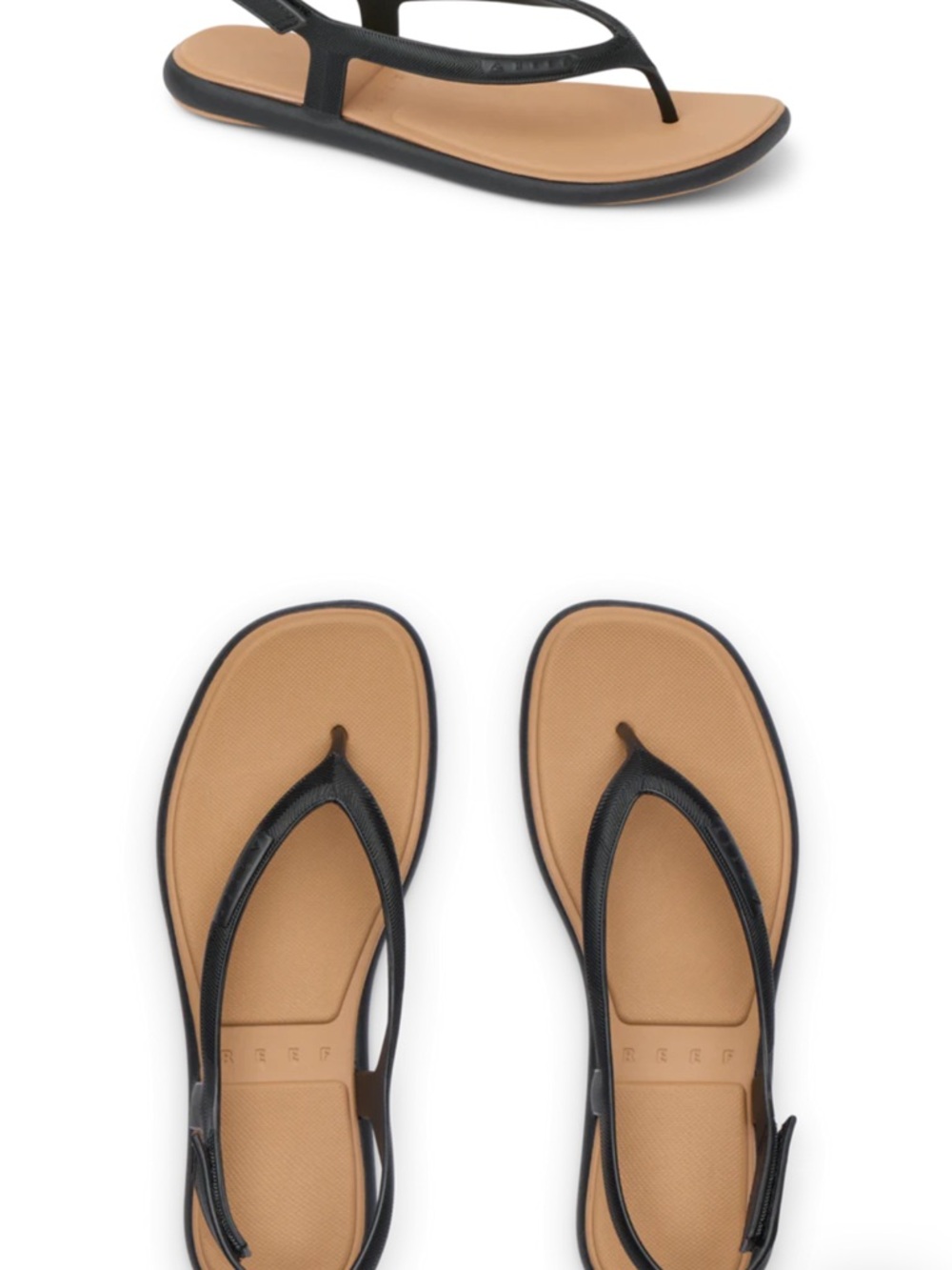 Reef Black Slingback Sandals with Tan Footbed
